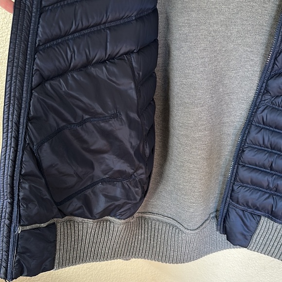 Lululemon Navy Blue Puffer Gray Sweater Zip Up Jacket Size Large - Picture 10 of 12